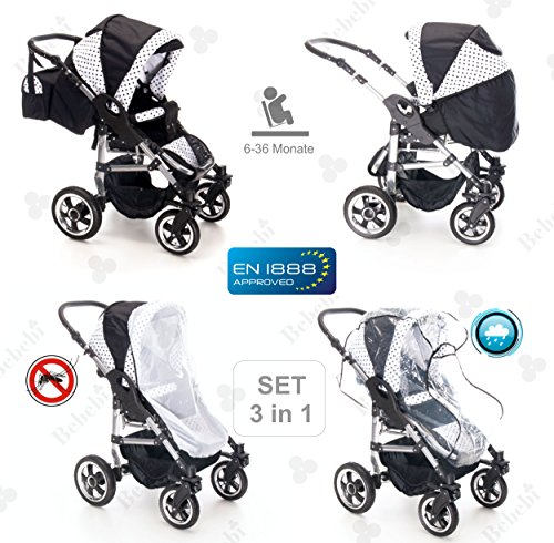 Bebebi 3 in 1 Kinderwagen mit Sportwagenaufsatz
