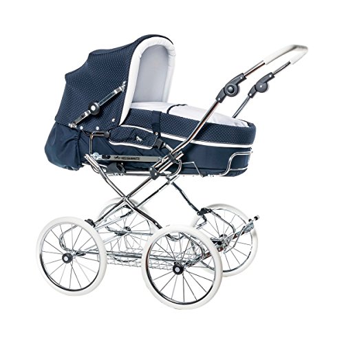 HESBA Corrado Kombikinderwagen mit Lederdetails blau/weiß