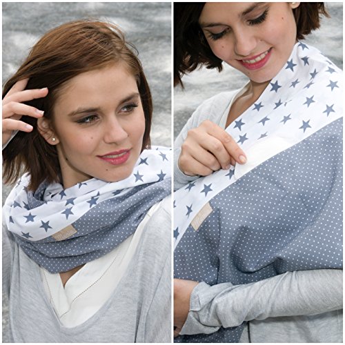 MANIA Stillschal Stilltuch graue Sterne