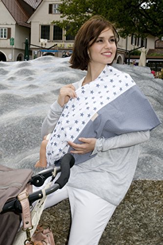 MANIA Stilltuch grau - weiß und Sterne