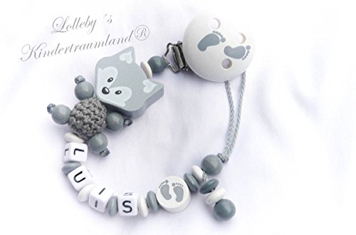 Schnullerkette mit Namen und Fuchs